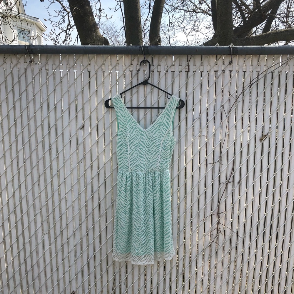 White and Mint Green Zebra dELiA*s Dress